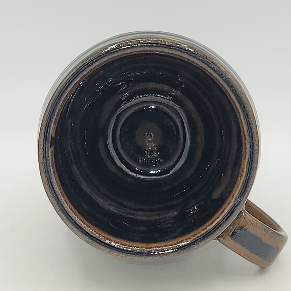 Hand Thrown Studio Pottery Mug Signed RH 1991 Stoneware Dark Glaze Handmade Vtg - Picture 6 of 8
